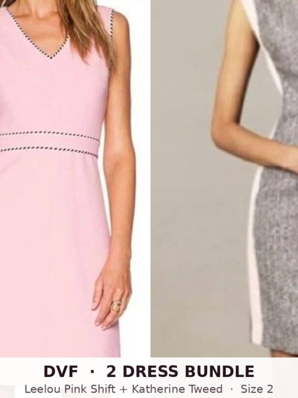DVF Diane von Furstenberg Bundle 2 Dresses Leelou Pink Shift + Katherine Tweed 2